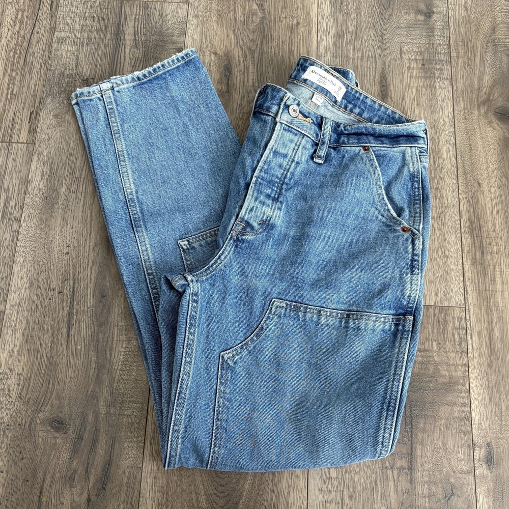 Abercrombie & Fitch Jeans Womens 2 Blue High Rise Dad‎ Curve Love Double Knee